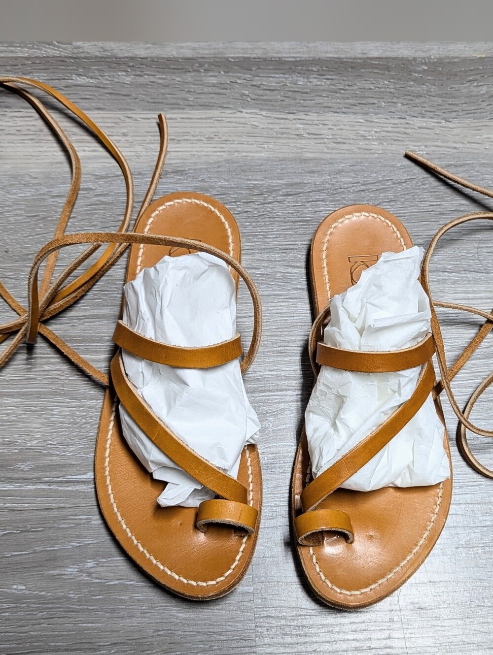 K Jaques St Tropez Sandals Ankle Wrap Flat Size EU 37
